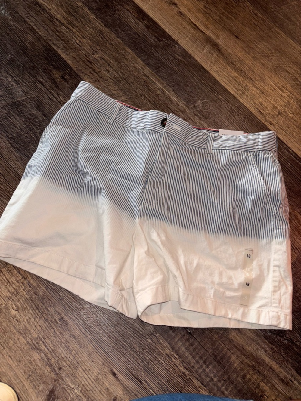 Tommy Hilfiger Blue & White Striped Flat Front Women’s Shorts